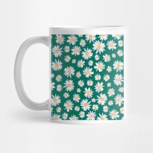 Classy White Daisy Flowers Botanical Green design Mug